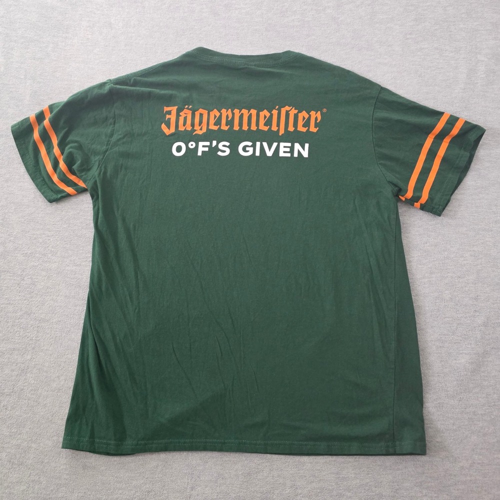Jagermeister Mens Green 0 Fs Given Graphic T-Shirt Large Short Sleeve Stripes